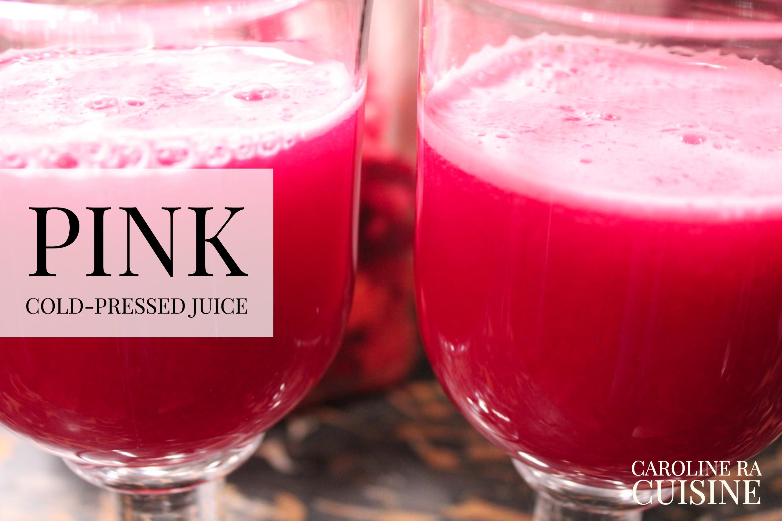 Two Glasses of Pink Cold-Pressed Juice